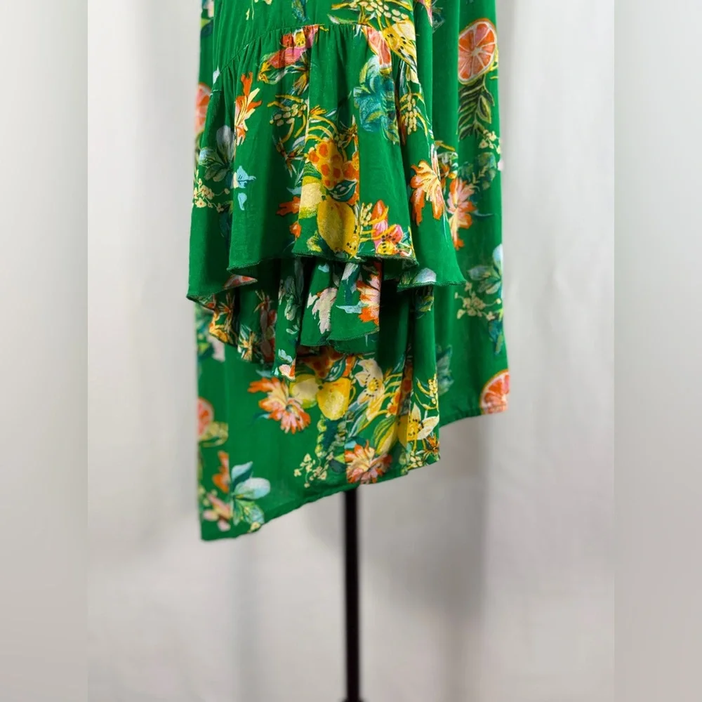 Cato Green Floral Boho Chic Off-Shoulder Tunic with Citrus Print Size L - Picture 5 of 12